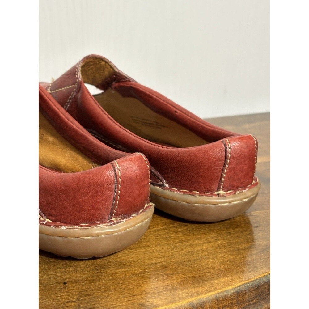 Born Mary Jane Mules Womens 7.5 Red Leather Slip On Shoe 38.5 Wide Strap Comfort - Picture 9 of 14